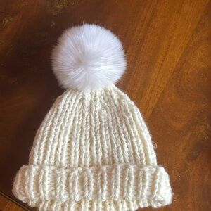 Free People White Pom Pom Hat